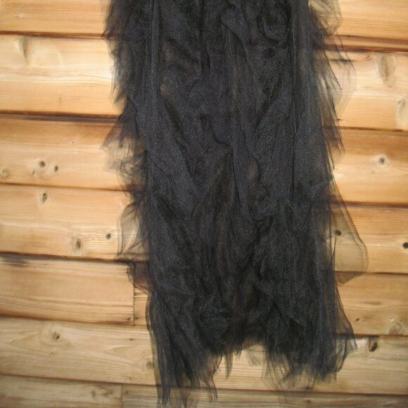 MAC DUGGAL 27532 Black Strapless Bustier Net Gown With Spiral Ruffles - Picture 9 of 13